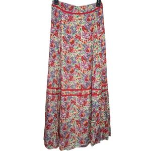 ba&sh Aliya Floral Maxi Skirt Ecru Multi Red Purple Tiered Boho New NWT Size 0